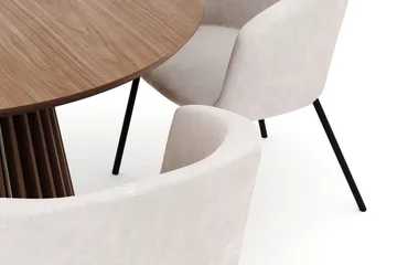 Peyra Runt Matbord 120 cm med 4 Berit Stolar - Valnöt - Möbler - Bord & matgrupp - Matgrupp