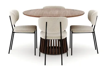 Peyra Runt Matbord 120 cm med 4 Gemmiano Stolar - Valnöt - Möbler - Bord & matgrupp - Matgrupp