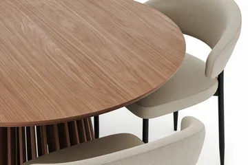 Peyra Runt Matbord 120 cm med 4 Sawako Stolar - Valnöt - Möbler - Bord & matgrupp - Matgrupp