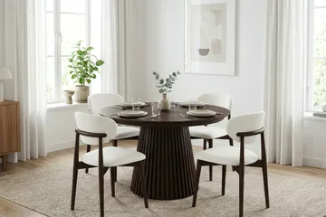 Peyra Runt Matbord förlängningsbart 120-220 cm Fanér - Rökt ek - Möbler - Bord & matgrupp - Matbord & köksbord