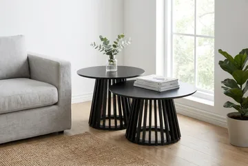 Peyra Soffbord Runt 60 cm Fanér - Svart - Möbler - Bord & matgrupp - Soffbord
