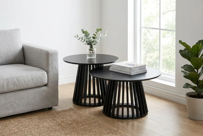 Peyra Soffbord Runt 60 cm Fanér - Svart - Möbler - Bord & matgrupp - Soffbord