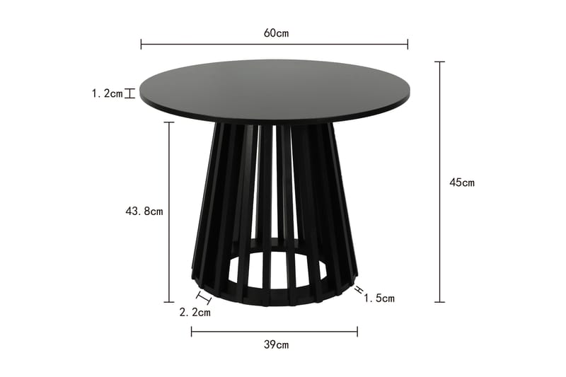 Peyra Soffbord Runt 60 cm Fanér - Svart - Möbler - Bord & matgrupp - Soffbord