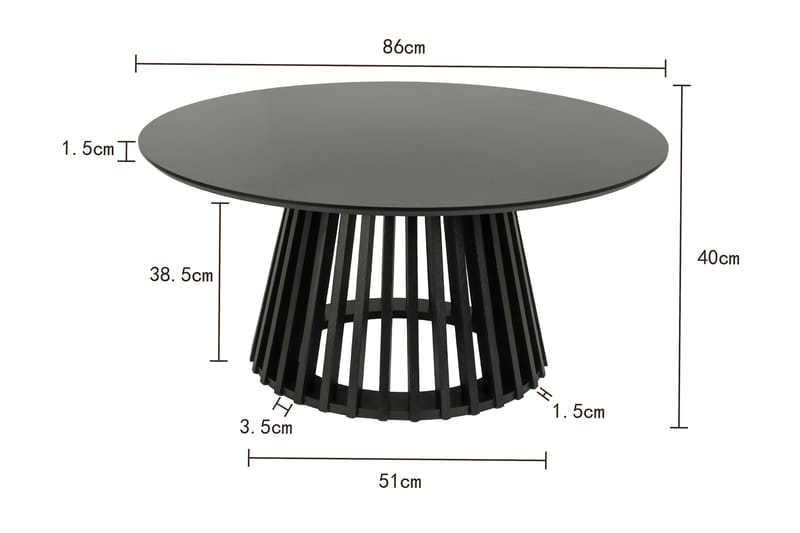 Peyra Soffbord Runt 86 cm Fanér - Svart - Möbler - Bord & matgrupp - Soffbord