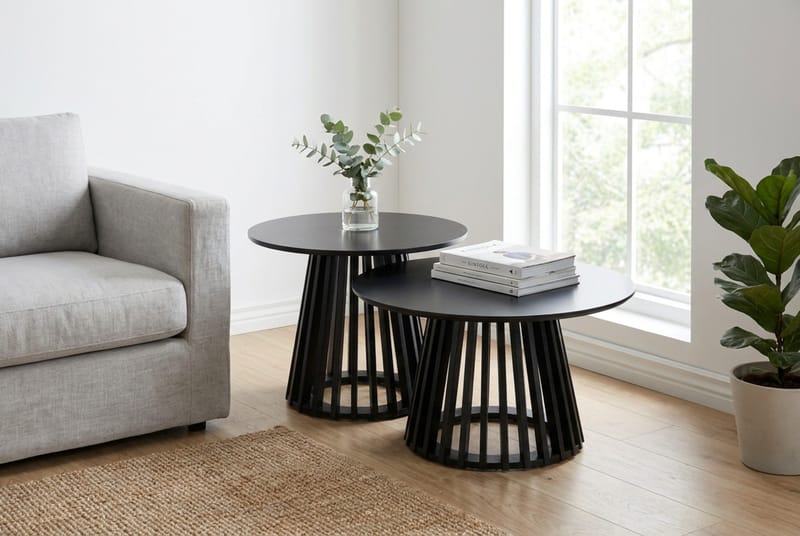 Peyra Soffbord Runt 86 cm Fanér - Svart - Möbler - Bord & matgrupp - Soffbord