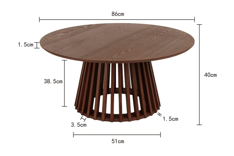 Peyra Soffbord Runt 86 cm Fanér - Valnöt - Möbler - Bord & matgrupp - Soffbord