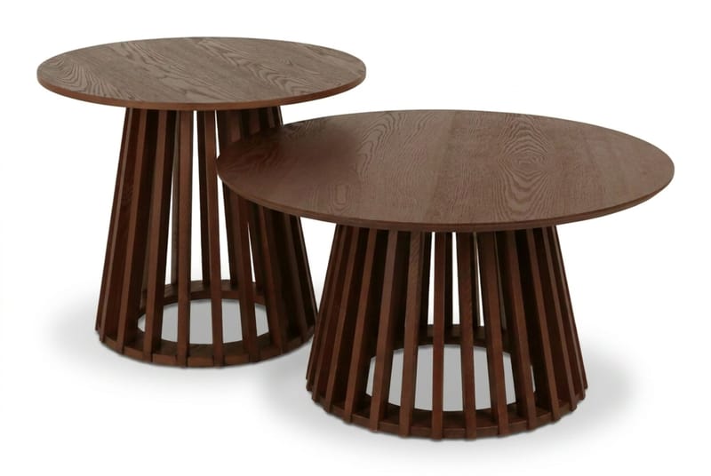 Peyra Soffbord Satsbord Runt 86/60 cm Fanér, Valnöt