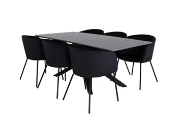 Piazza Matbord 190 cm med 6 Berit Karmstol med Armstöd - Möbler - Bord & matgrupp - Matgrupp