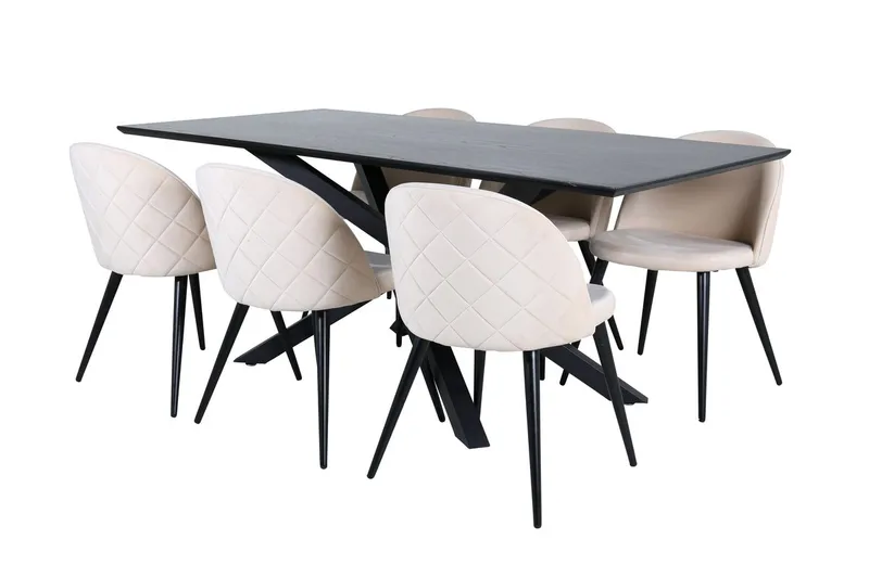 Piazza Matbord 190 cm med 6 Velvet Stitches Matstol
