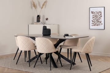 Piazza Matbord 190 cm med 6 Velvet Stitches Matstol - Möbler - Bord & matgrupp - Matgrupp