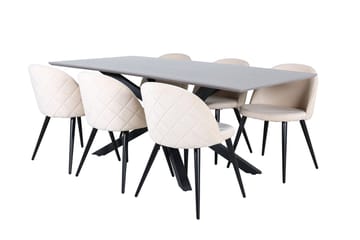 Piazza Matbord 190 cm med 6 Velvet Stitches Matstol - Möbler - Bord & matgrupp - Matgrupp