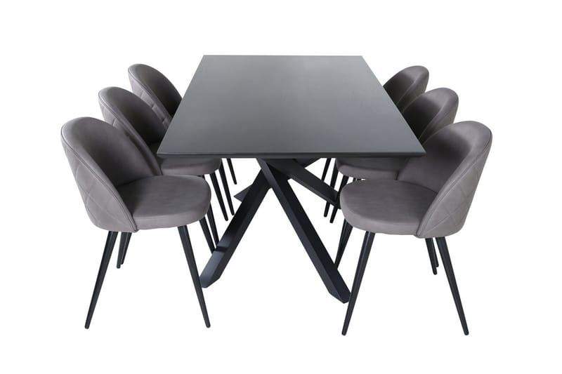 Piazza Matbord 190 cm med 6 Velvet Stitches Matstol - Möbler - Bord & matgrupp - Matgrupp