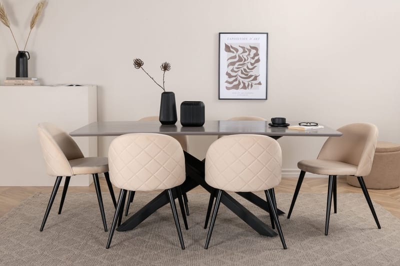 Piazza Matbord 190 cm med 6 Velvet Stitches Matstol