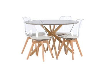 Piazza Matgrupp 120 cm Rund med 4 Edvin stolar - Grå - Möbler - Bord & matgrupp - Matgrupp