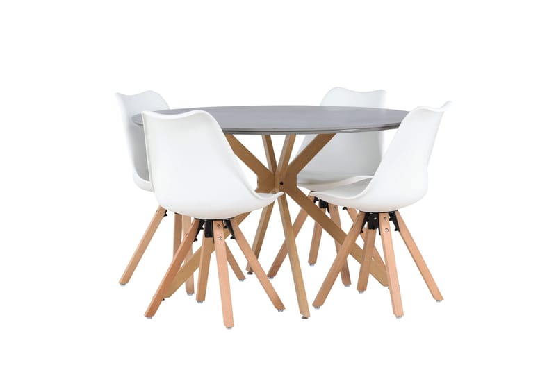 Piazza Matgrupp  120 cm Rund med 4 Zeno stolar - Grå - Möbler - Bord & matgrupp - Matgrupp