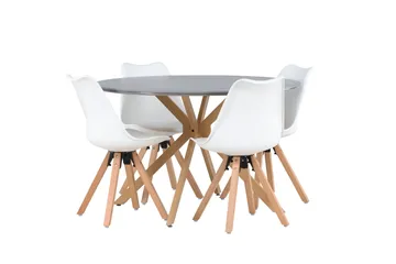 Piazza Matgrupp  120 cm Rund med 4 Zeno stolar - Grå - Möbler - Bord & matgrupp - Matgrupp