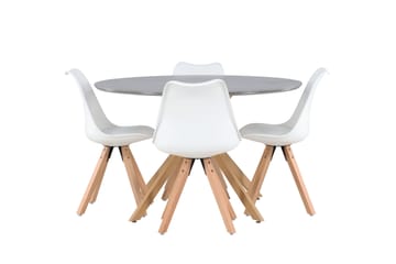 Piazza Matgrupp  120 cm Rund med 4 Zeno stolar - Grå - Möbler - Bord & matgrupp - Matgrupp