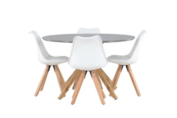 Piazza Matgrupp  120 cm Rund med 4 Zeno stolar - Grå - Möbler - Bord & matgrupp - Matgrupp