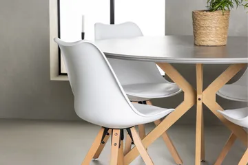 Piazza Matgrupp  120 cm Rund med 4 Zeno stolar - Grå - Möbler - Bord & matgrupp - Matgrupp