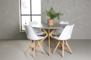 Piazza Matgrupp  120 cm Rund med 4 Zeno stolar - Grå - Möbler - Bord & matgrupp - Matgrupp