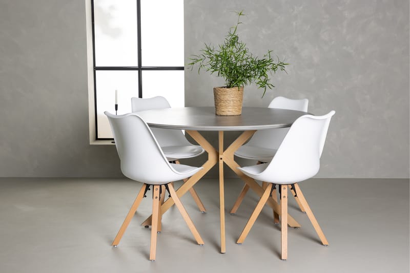 Piazza Matgrupp  120 cm Rund med 4 Zeno stolar - Grå - Möbler - Bord & matgrupp - Matgrupp