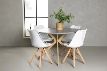 Piazza Matgrupp  120 cm Rund med 4 Zeno stolar - Grå - Möbler - Bord & matgrupp - Matgrupp