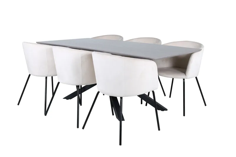 Piazza Matgrupp 180 cm Rektangulär med 6 Berit stolar, Beige