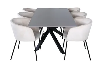 Piazza Matgrupp 180 cm Rektangulär med 6 Berit stolar - Beige - Möbler - Bord & matgrupp - Matgrupp