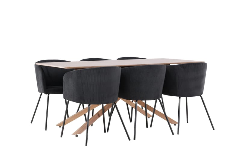 Piazza Matgrupp 180 cm Rektangulär med 6 Berit stolar - Mocca/Svart - Möbler - Bord & matgrupp - Matgrupp