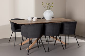 Piazza Matgrupp 180 cm Rektangulär med 6 Berit stolar - Mocca/Svart - Möbler - Bord & matgrupp - Matgrupp