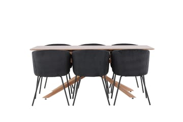 Piazza Matgrupp 180 cm Rektangulär med 6 Berit stolar - Mocca/Svart - Möbler - Bord & matgrupp - Matgrupp