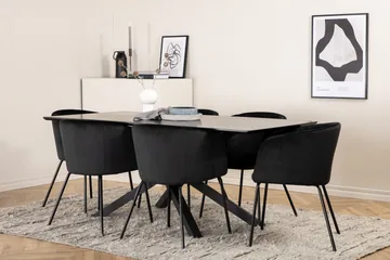 Piazza Matgrupp 180 cm Rektangulär med 6 Berit stolar - Svart - Möbler - Bord & matgrupp - Matgrupp