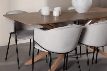 Piazza Matgrupp 180 cm Rektangulär med 6 Evelina stolar - Mocca/Grå - Möbler - Bord & matgrupp - Matgrupp