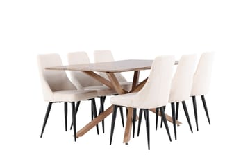Piazza Matgrupp 180 cm Rektangulär med 6 Leone stolar - Mocca/Beige - Möbler - Bord & matgrupp - Matgrupp
