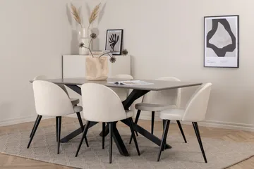 Piazza Matgrupp 180 cm Rektangulär med 6 Velvet stolar - Beige - Möbler - Bord & matgrupp - Matgrupp