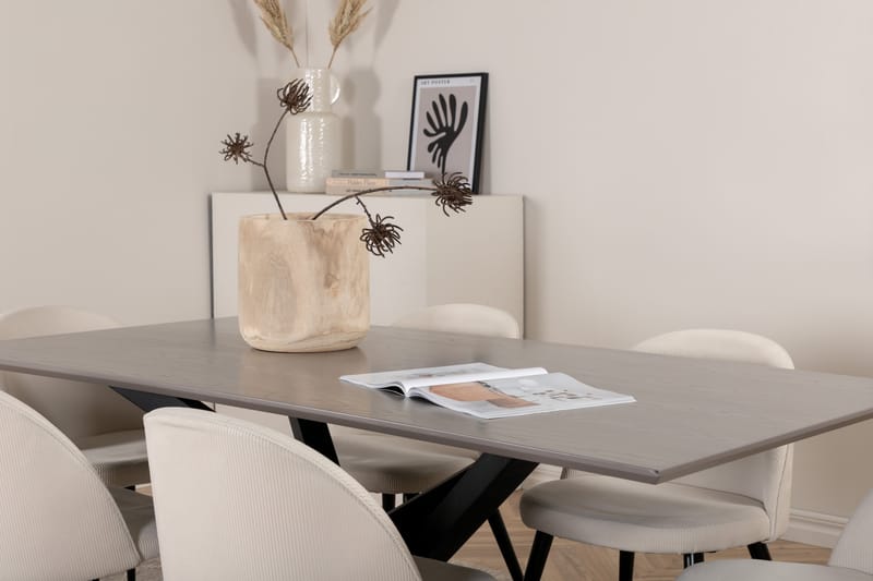 Piazza Matgrupp 180 cm Rektangulär med 6 Velvet stolar - Beige - Möbler - Bord & matgrupp - Matgrupp