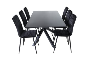 Piazza Matgrupp 180 cm Rektangulär med 6 Windu stolar - Svart - Möbler - Bord & matgrupp - Matgrupp