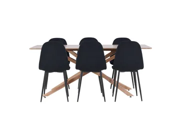 Piazza Matgrupp 180 cm Rektangulär med 6 Polar stolar - Mocca/Svart - Möbler - Bord & matgrupp - Matgrupp