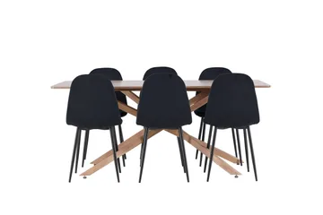 Piazza Matgrupp 180 cm Rektangulär med 6 Polar stolar - Mocca/Svart - Möbler - Bord & matgrupp - Matgrupp