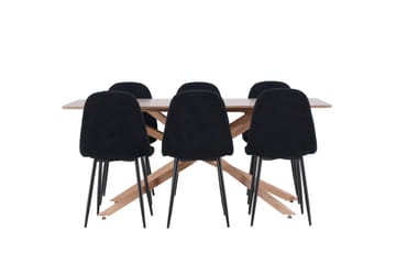 Piazza Matgrupp 180 cm Rektangulär med 6 Polar stolar - Mocca/Svart - Möbler - Bord & matgrupp - Matgrupp