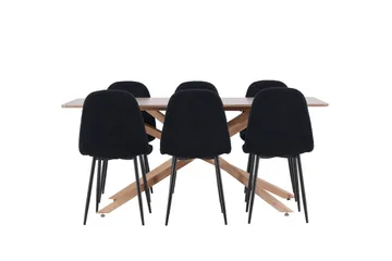 Piazza Matgrupp 180 cm Rektangulär med 6 Polar stolar - Mocca/Svart - Möbler - Bord & matgrupp - Matgrupp