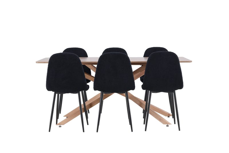 Piazza Matgrupp 180 cm Rektangulär med 6 Polar stolar - Mocca/Svart - Möbler - Bord & matgrupp - Matgrupp