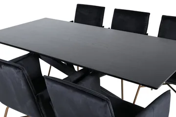 Piazza Matgrupp 180 cm Rektangulär med 6 Petra stolar - Svart - Möbler - Bord & matgrupp - Matgrupp