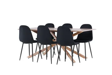 Piazza Matgrupp 180 cm Rektangulär med 6 Polar stolar - Mocca/Svart - Möbler - Bord & matgrupp - Matgrupp