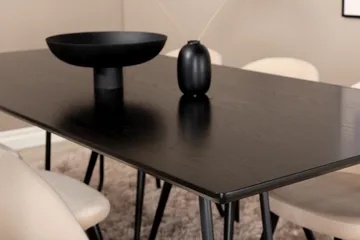 Pipi Matgrupp 190 cm inkl 6 Velvets Stolar - Svart - Möbler - Bord & matgrupp - Matgrupp