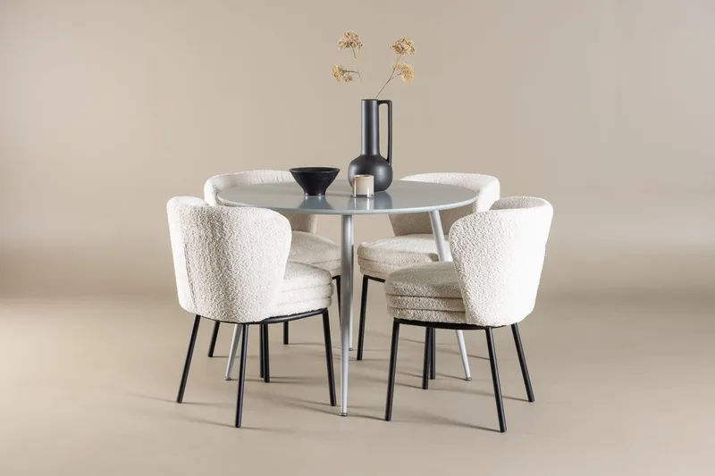 Plaza Matbord 100 cm med 4 Agnes Matstol