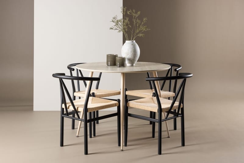 Plaza Matbord 100 cm med 4 Alfons Karmstol