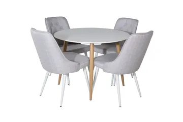 Plaza Matbord 100 cm med 4 Velvet Deluxe Matstol - Möbler - Bord & matgrupp - Matgrupp