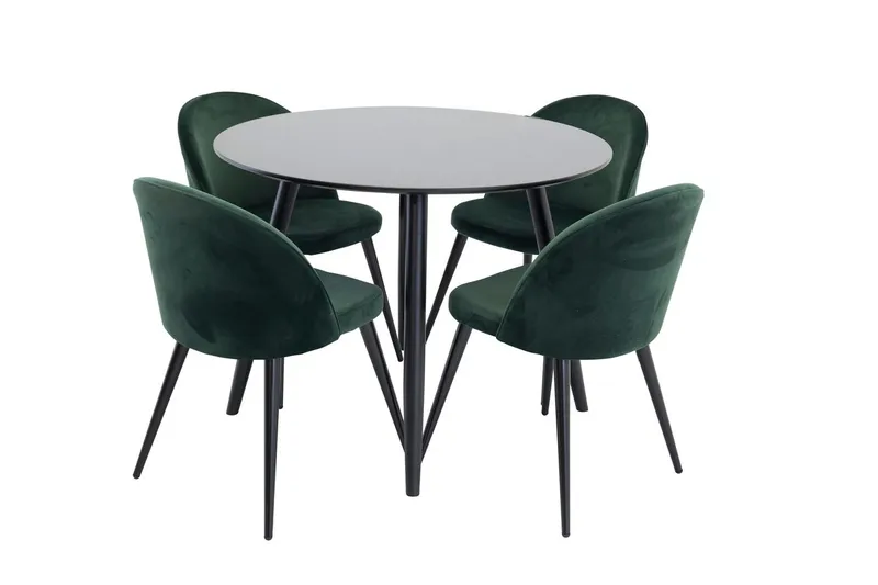 Plaza Matbord 100x100 cm med 4 Velvet Sammetsstol