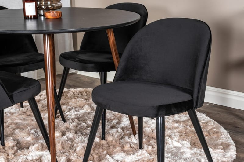 Plaza Matbord Runt med 4 Velvet Köksstol Sammet - Möbler - Bord & matgrupp - Matgrupp